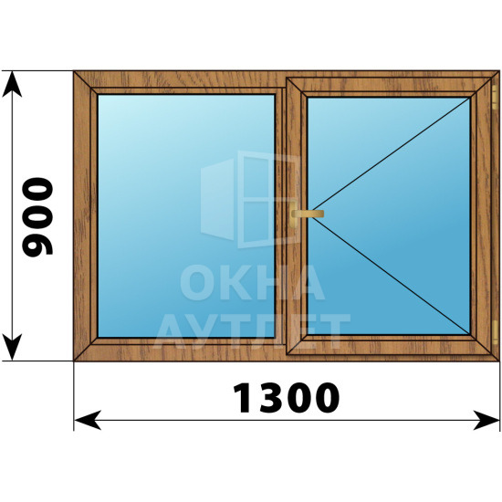 Двухстворчатое окно из лиственницы 1300×900 Г-П ОА-35609