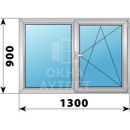 Двухстворчатое дерево-алюминиевое окно 1300×900 Г-ПО ОА-36479
