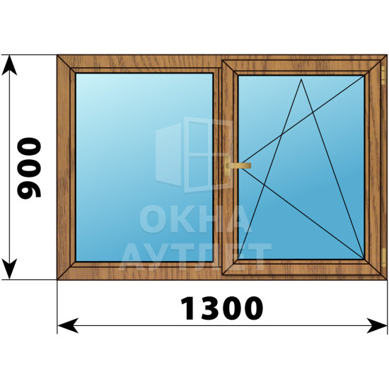 Двухстворчатое окно из лиственницы 1300×900 Г-ПО ОА-35735