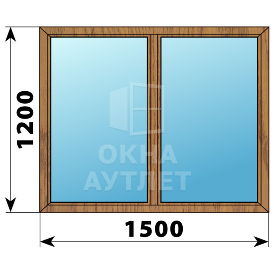 Двухстворчатое окно из лиственницы 1500×1200 Г-Г ОА-35885