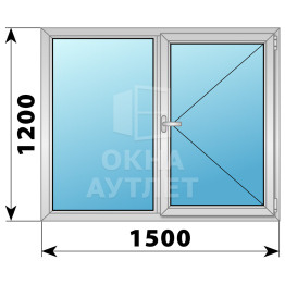 Двухстворчатое дерево-алюминиевое окно 1500×1200 Г-П ОА-37049