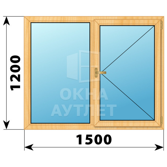 Двухстворчатое окно из сосны 1500×1200 Г-П ОА-35636