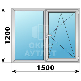 Двухстворчатое дерево-алюминиевое окно 1500×1200 Г-ПО ОА-37130