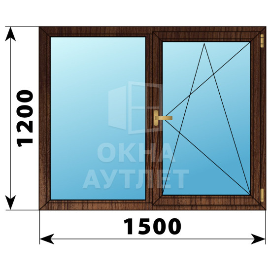 Двухстворчатое окно из дуба 1500×1200 Г-ПО ОА-36929