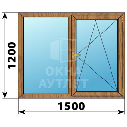 Двухстворчатое окно из лиственницы 1500×1200 Г-ПО ОА-36422