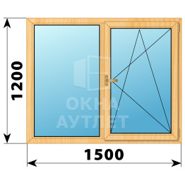 Двухстворчатое окно из сосны 1500×1200 Г-ПО ОА-35720