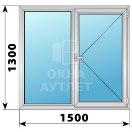 Двухстворчатое дерево-алюминиевое окно 1500×1300 Г-П ОА-37148
