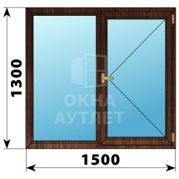 Двухстворчатое окно из дуба 1500×1300 Г-П ОА-36974