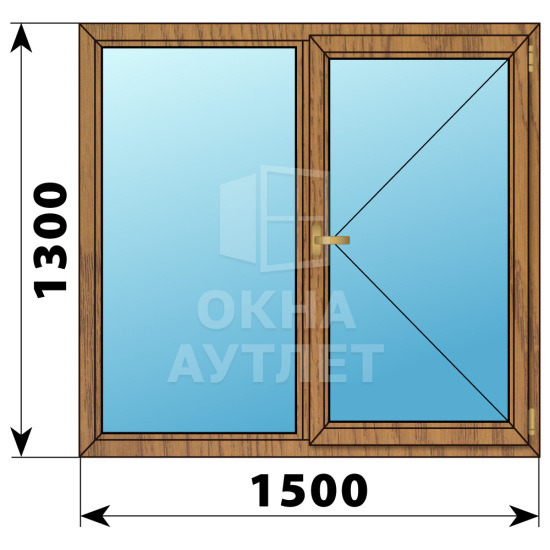 Двухстворчатое окно из лиственницы 1500×1300 Г-П ОА-36458
