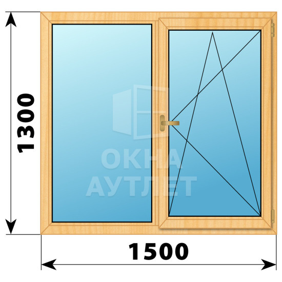 Двухстворчатое окно из сосны 1500×1300 Г-ПО ОА-35831