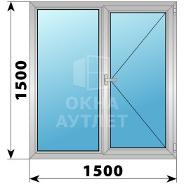 Двухстворчатое дерево-алюминиевое окно 1500×1500 Г-П ОА-37379