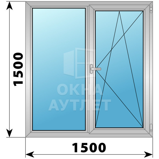 Двухстворчатое дерево-алюминиевое окно 1500×1500 Г-ПО ОА-37436
