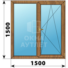 Двухстворчатое окно из лиственницы 1500×1500 Г-ПО ОА-36791