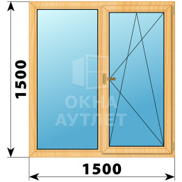 Двухстворчатое окно из сосны 1500×1500 Г-ПО ОА-36089