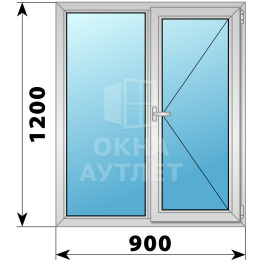 Двухстворчатое дерево-алюминиевое окно 900×1200 Г-П ОА-36260
