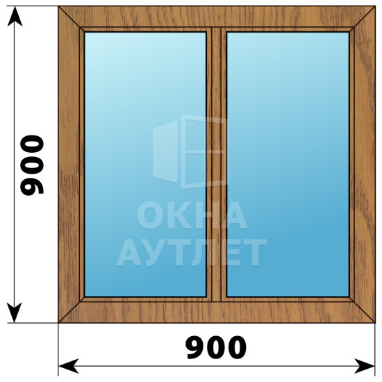 Двухстворчатое окно из лиственницы 900×900 Г-Г ОА-34931