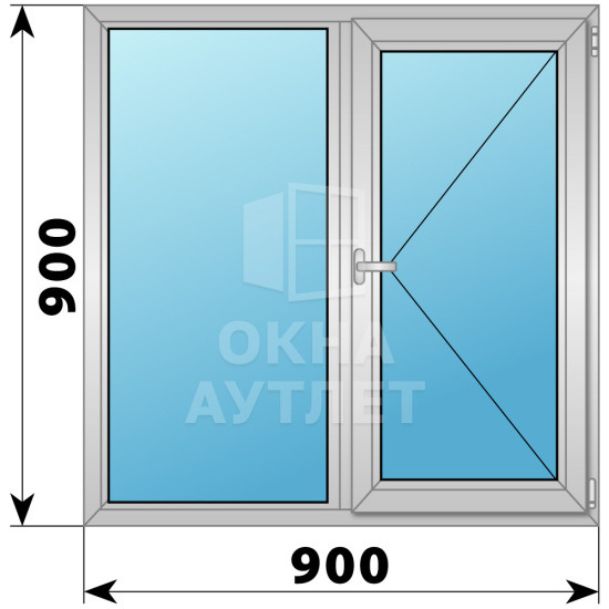 Двухстворчатое дерево-алюминиевое окно 900×900 Г-П ОА-35810