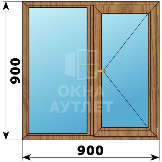 Двухстворчатое окно из лиственницы 900×900 Г-П ОА-35228