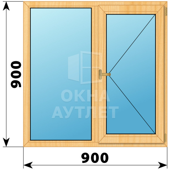Двухстворчатое окно из сосны 900×900 Г-П ОА-34886