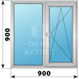 Двухстворчатое дерево-алюминиевое окно 900×900 Г-ПО ОА-35951