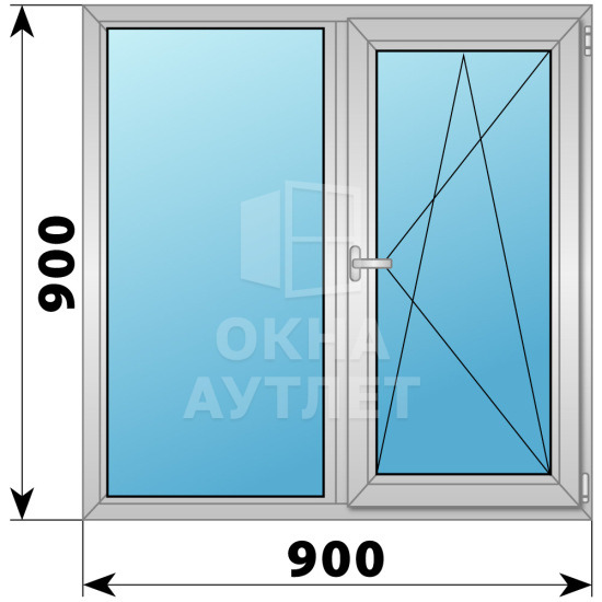 Двухстворчатое дерево-алюминиевое окно 900×900 Г-ПО ОА-35951