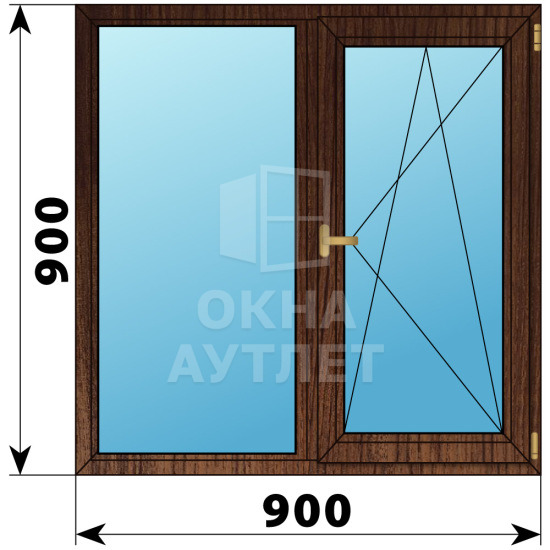 Двухстворчатое окно из дуба 900×900 Г-ПО ОА-35759