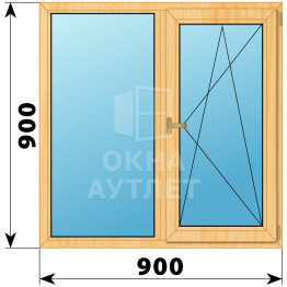 Двухстворчатое окно из сосны 900×900 Г-ПО ОА-34958