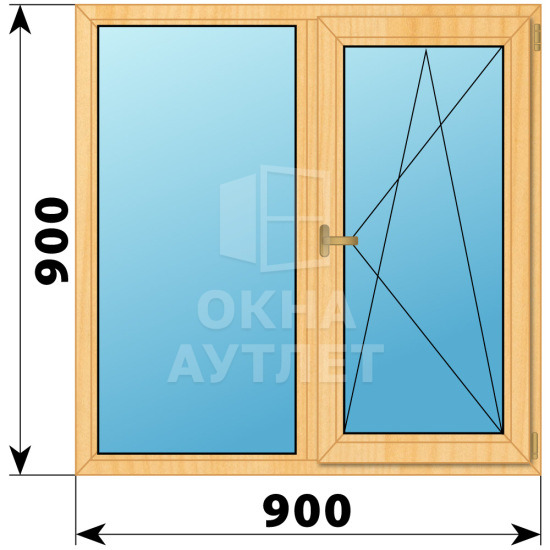 Двухстворчатое окно из сосны 900×900 Г-ПО ОА-34958