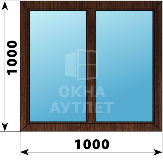 Двухстворчатое окно из дуба 1000×1000 Г-Г ОА-49400