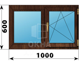 Двухстворчатое окно из дуба 1000×600 Г-ПО ОА-45504
