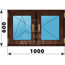 Двухстворчатое окно из дуба 1000×600 ПО-П ОА-46014