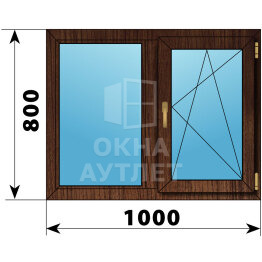 Двухстворчатое окно из дуба 1000×800 Г-ПО ОА-49697