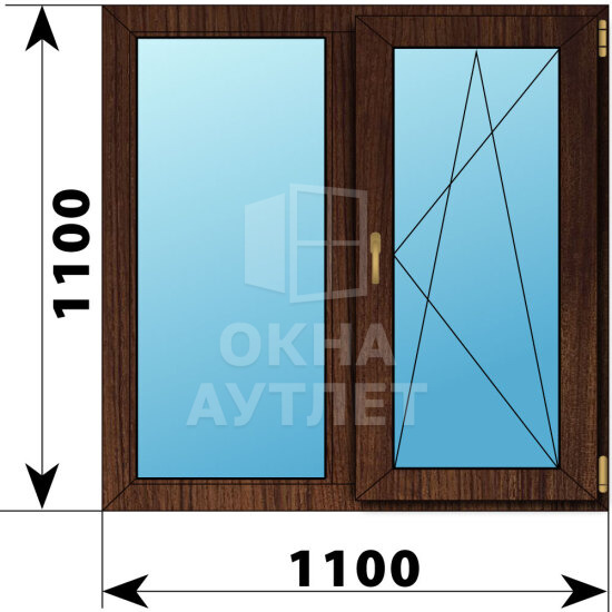Двухстворчатое окно из дуба 1100×1100 Г-ПО ОА-45885