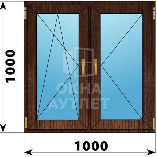 Двухстворчатое окно из дуба 1100×1100 ПО-П ОА-46389