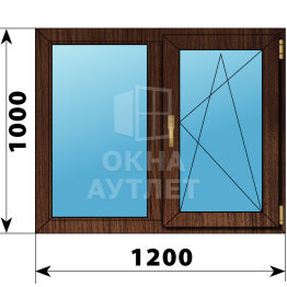 Двухстворчатое окно из дуба 1200×1000 Г-ПО ОА-45924