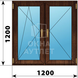 Двухстворчатое окно из дуба 1200×1200 ПО-П ОА-47079