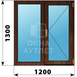 Двухстворчатое окно из дуба 1200×1300 Г-П ОА-50195