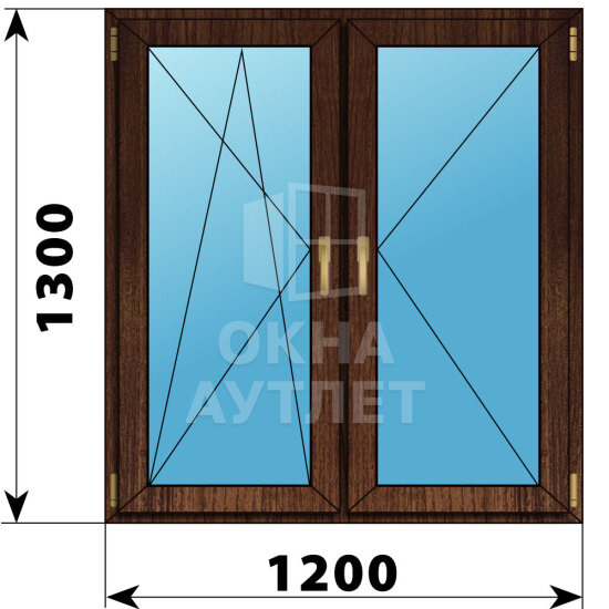 Двухстворчатое окно из дуба 1200×1300 ПО-П ОА-47295
