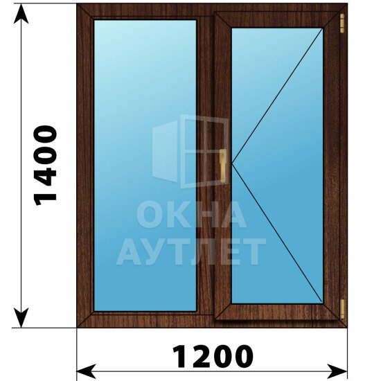 Двухстворчатое окно из дуба 1200×1400 Г-П ОА-46614
