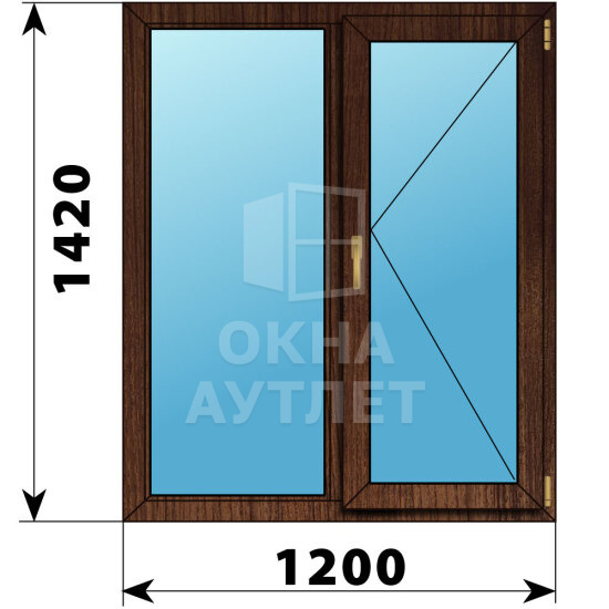 Двухстворчатое окно из дуба 1200×1420 Г-П ОА-50282