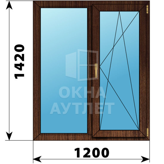 Двухстворчатое окно из дуба 1200×1420 Г-ПО ОА-50333