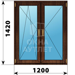 Двухстворчатое окно из дуба 1200×1420 ПО-П ОА-50669
