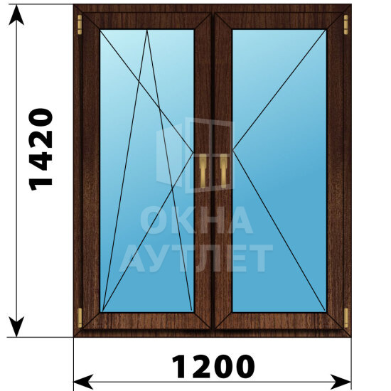 Двухстворчатое окно из дуба 1200×1420 ПО-П ОА-50669