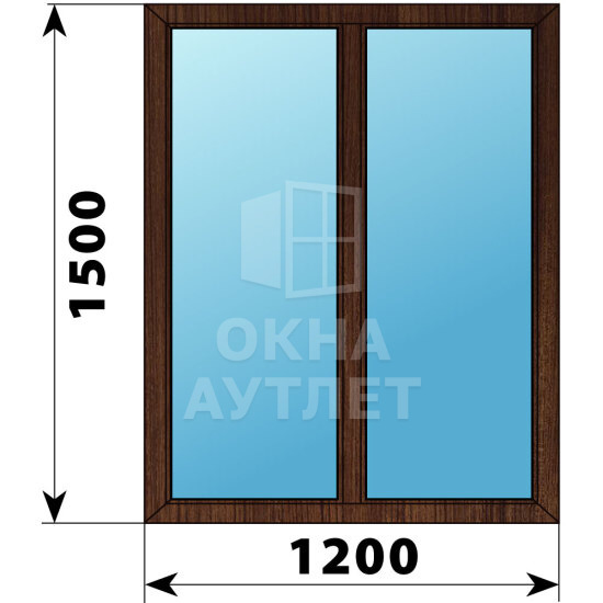 Двухстворчатое окно из дуба 1200×1500 Г-Г ОА-45966