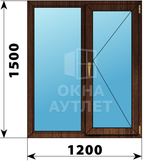 Двухстворчатое окно из дуба 1200×1500 Г-П ОА-46782