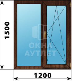 Двухстворчатое окно из дуба 1200×1500 Г-ПО ОА-46851