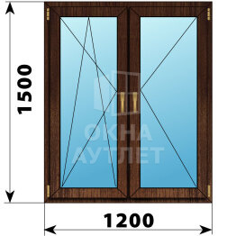Двухстворчатое окно из дуба 1200×1500 ПО-П ОА-50636