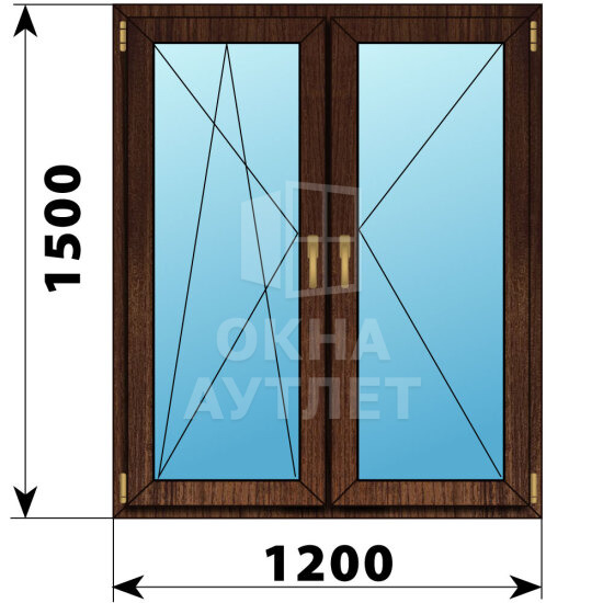 Двухстворчатое окно из дуба 1200×1500 ПО-П ОА-50636