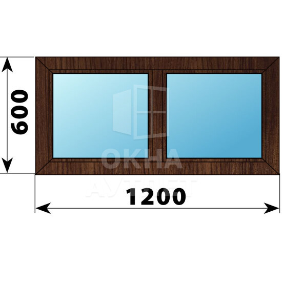 Двухстворчатое окно из дуба 1200×600 Г-Г ОА-44661