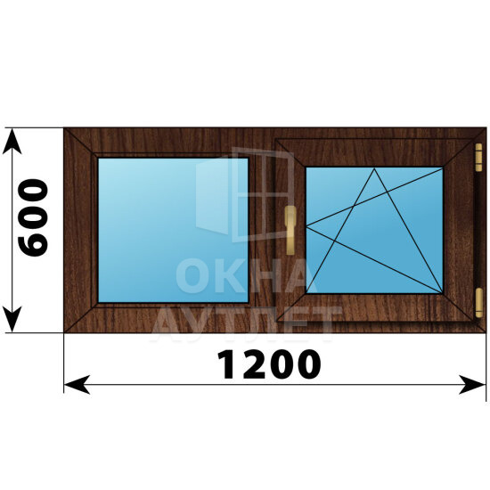 Двухстворчатое окно из дуба 1200×600 Г-ПО ОА-46053